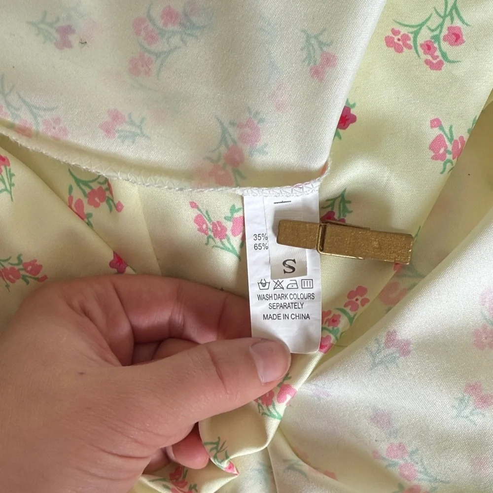 Cottagecore Floral Yellow Dress Women’s Small - Picture 7 of 12